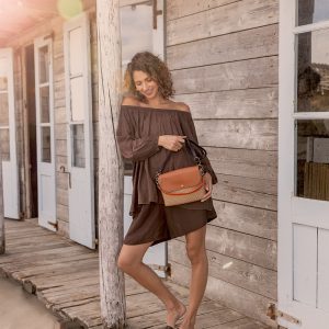 Sac à main Charlie "Camel-Orange-Noir"